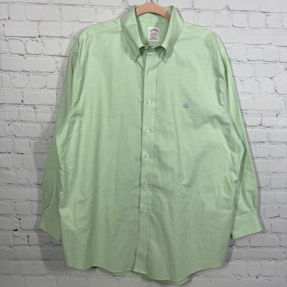 Brooks Brothers Oxford OCBD Button Down Shirt Men Large Green Supima Cotton - Picture 3 of 15